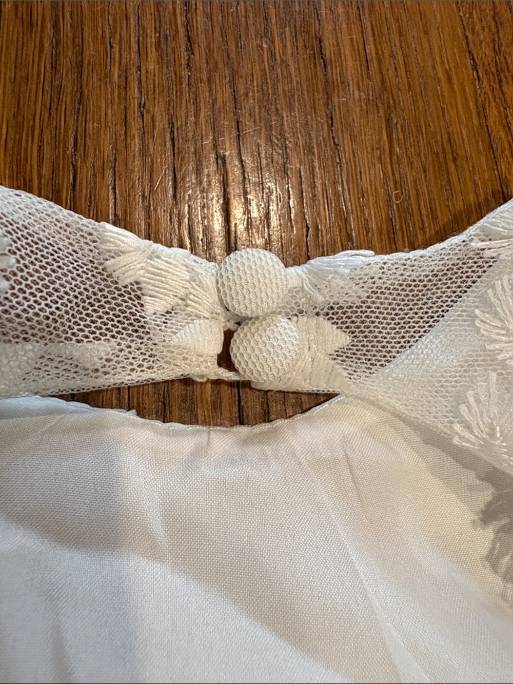 White Lace Puff-Sleeve Flower Girls' Dress - Picture 5 of 5